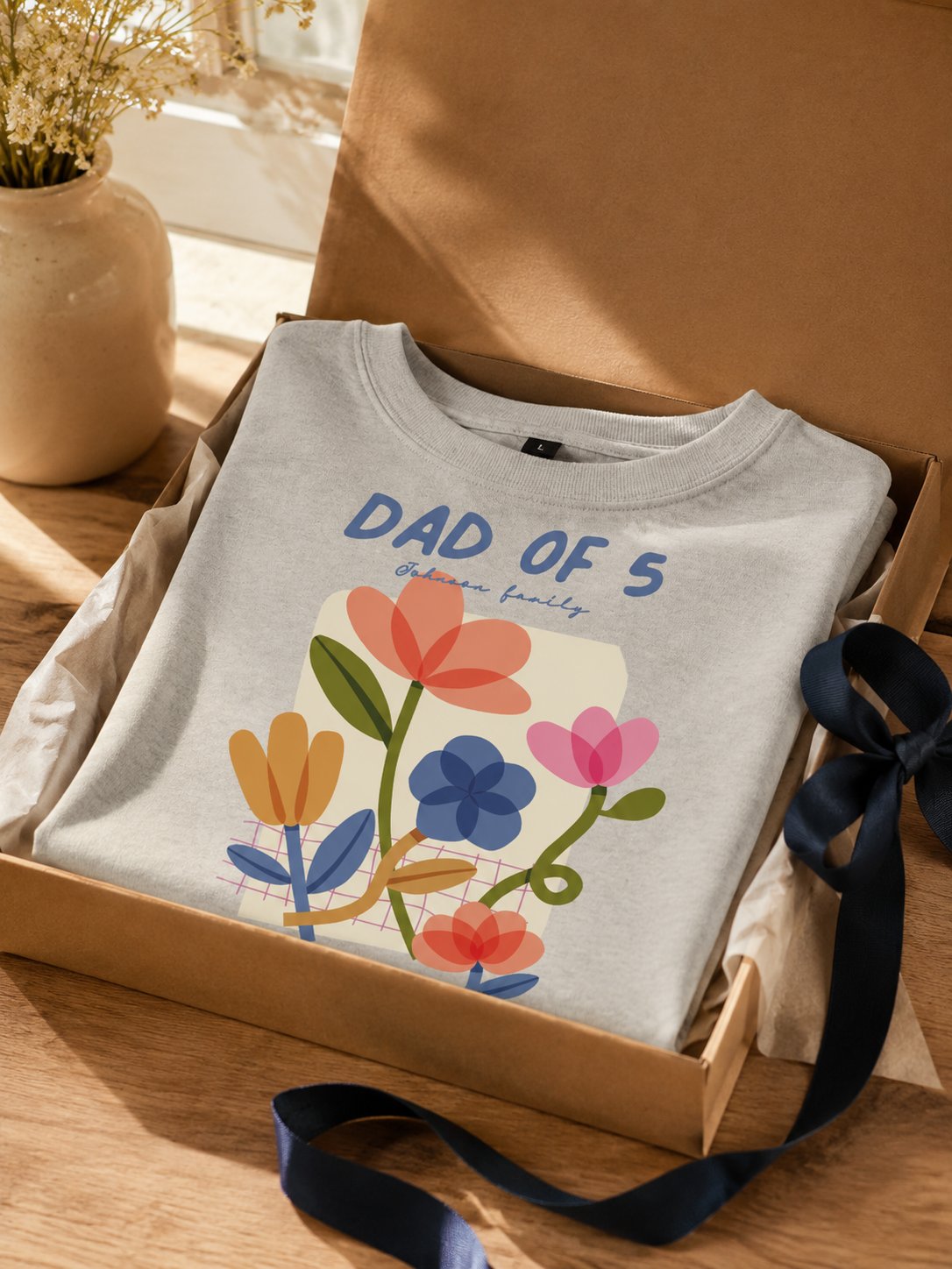 T-shirt Dad's Flowers personnalisé prénoms brodé France