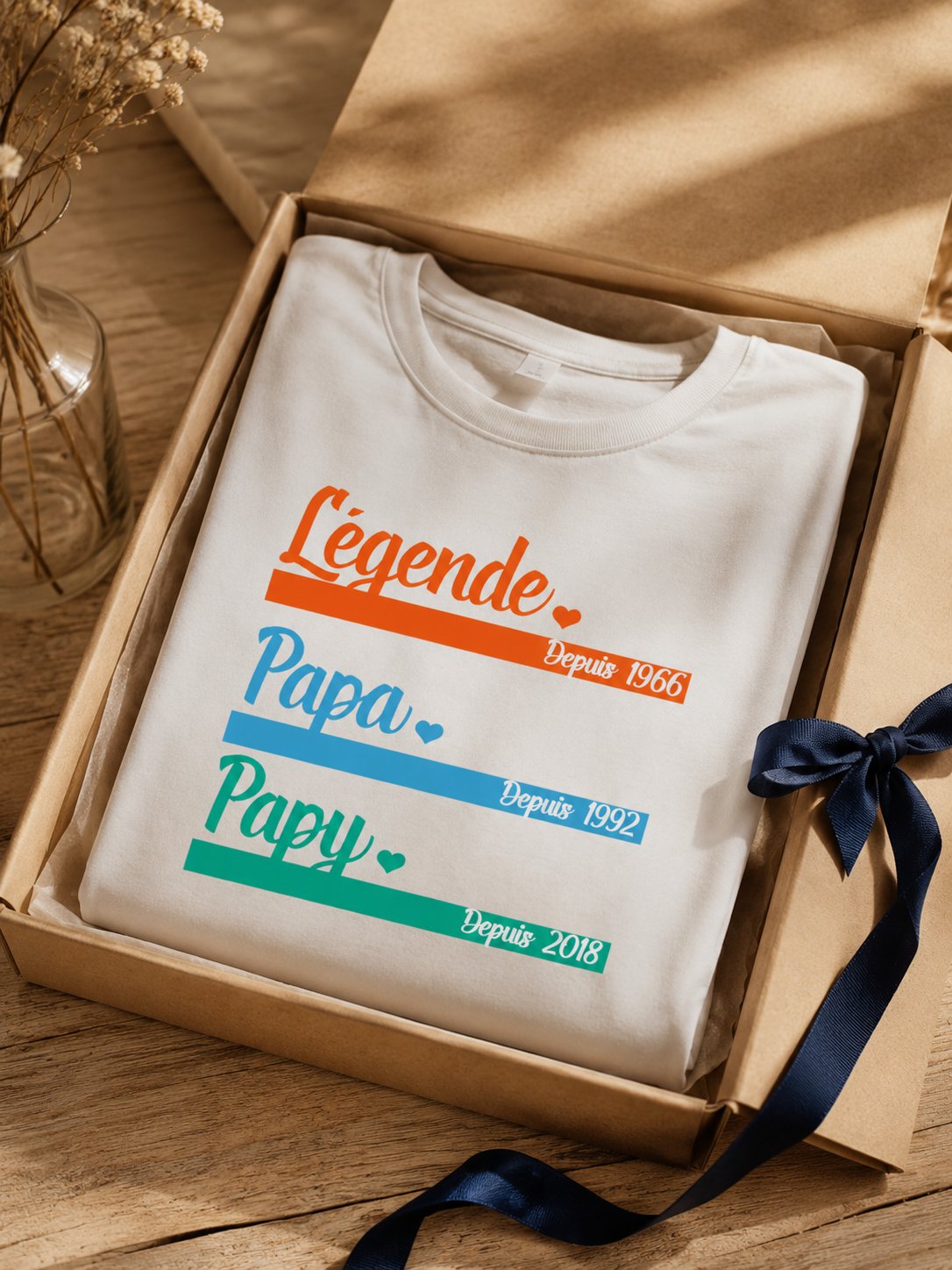 T-shirt Légende Papa Papi personnalisé date 2 générations — vue 5