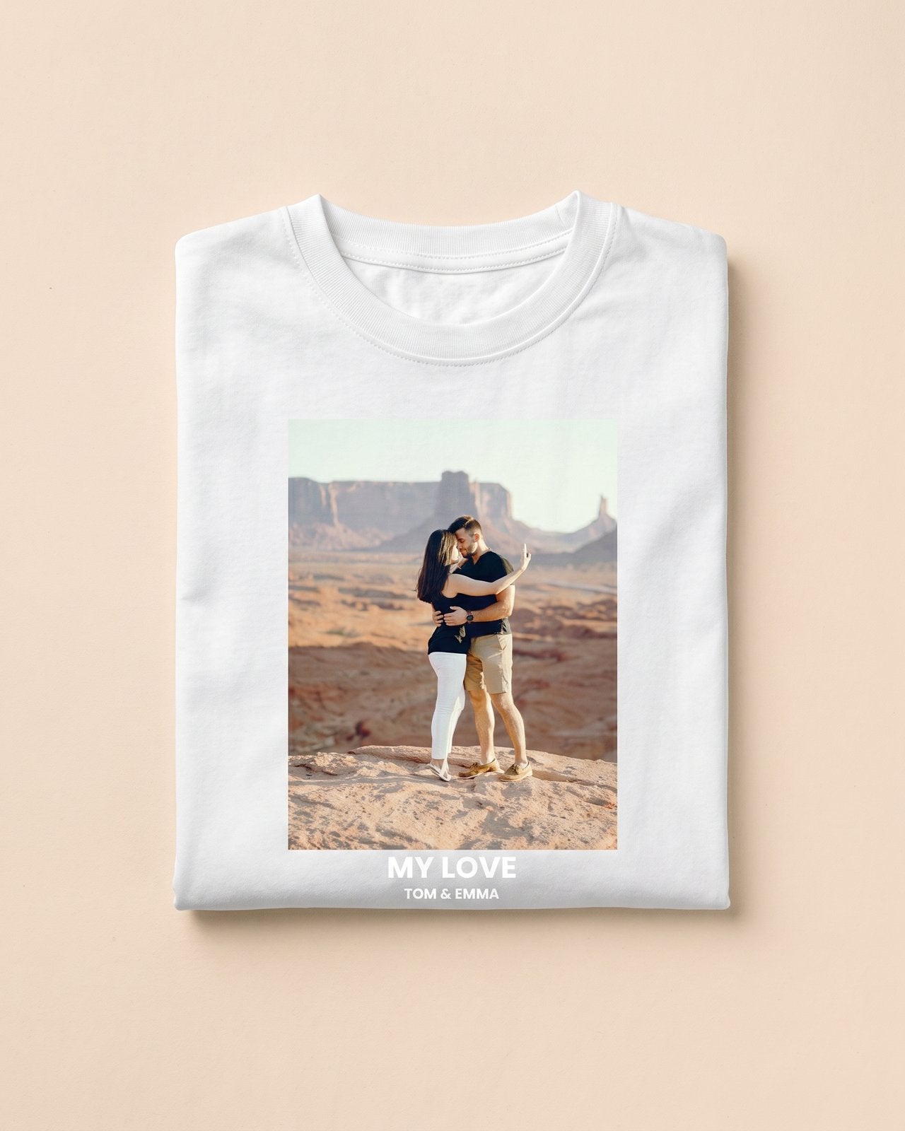 T-shirt personnalisé couple — votre photo & prénoms — vue 1 (version précédente)