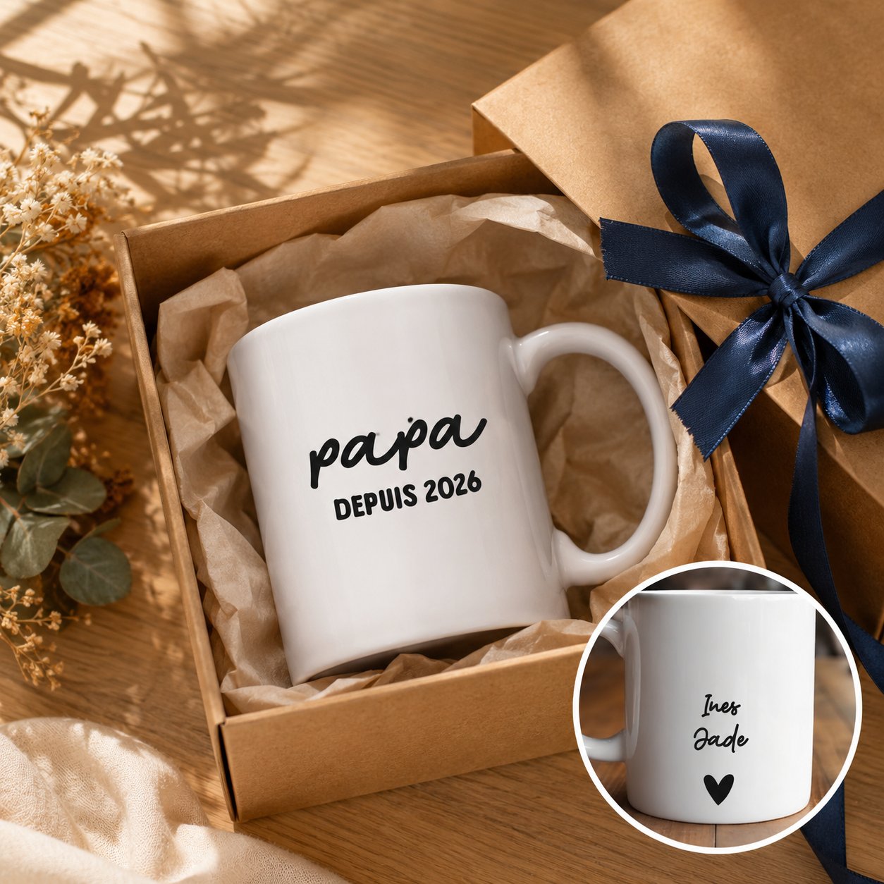 Mug Papa personnalisé prénom enfants cadeau atelier France — vue 2