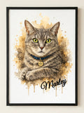 Tableau personnalisé portrait de chat aquarelle — pour les amoureux de chats