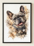 Tableau personnalisé portrait de chien aquarelle — pour un cadeau émouvant