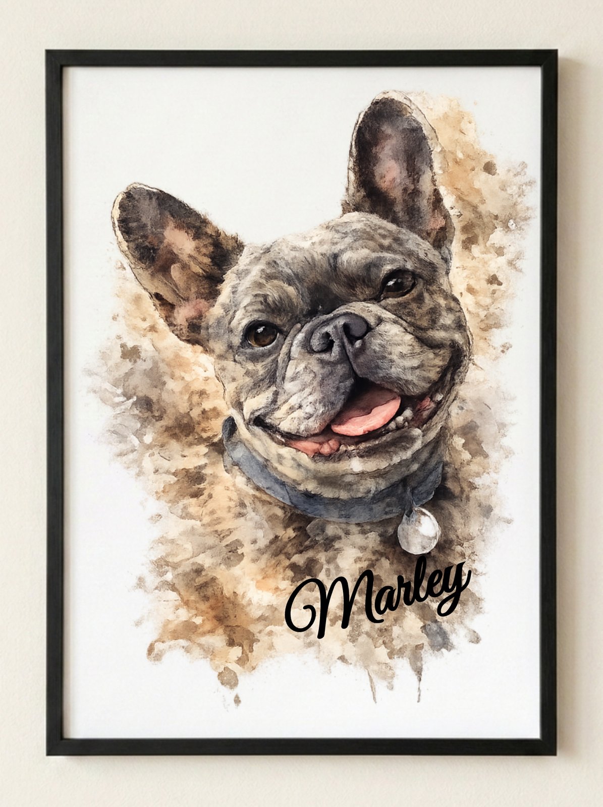 Tableau personnalisé portrait de chien aquarelle — pour un cadeau émouvant